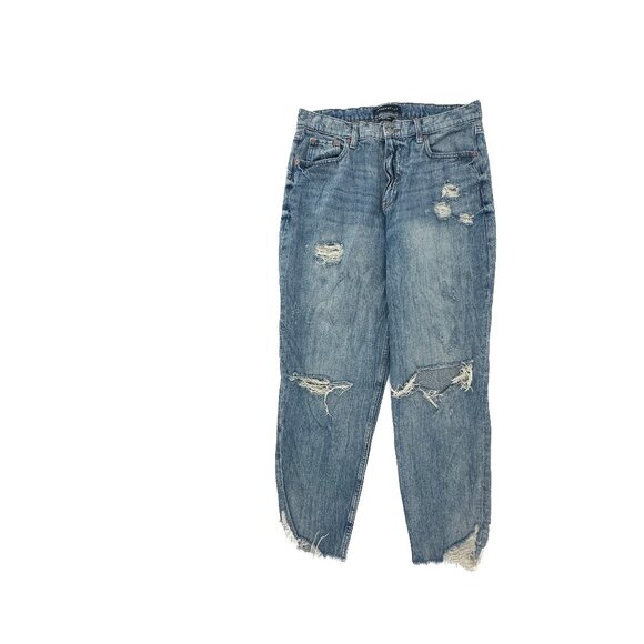 Aeropostale Mom jean distressed raw Hem Women's size 12 Medium Blue denim Jeans - Picture 1 of 5